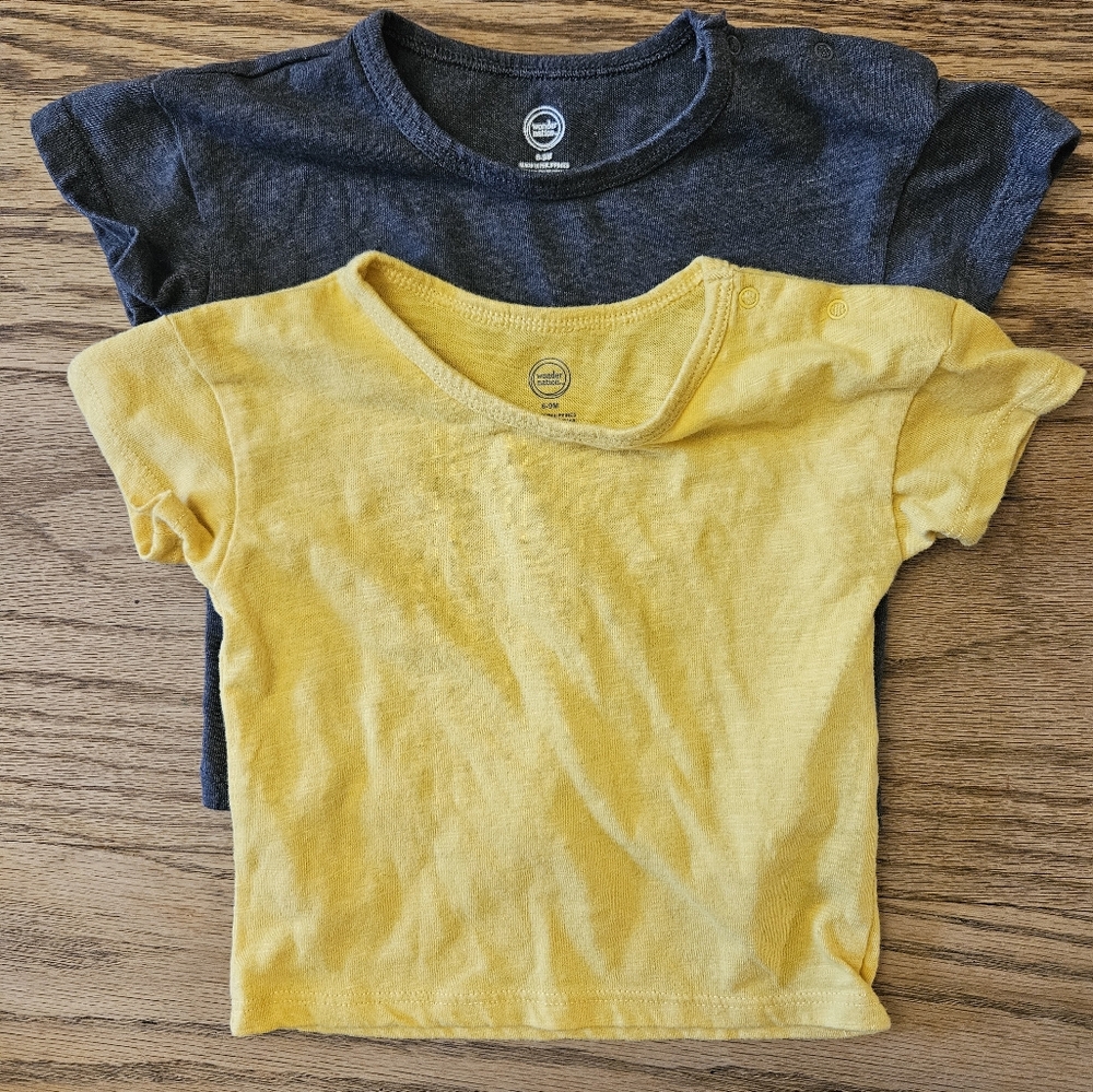 Wonder Nation T-shirt 6-9 month Unisex Yellow Gray Soft Relaxed Fit Classic